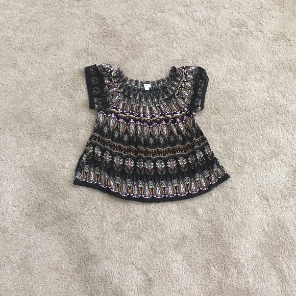 Garage vivid color tribal print lace hemmed crew - Picture 2 of 6